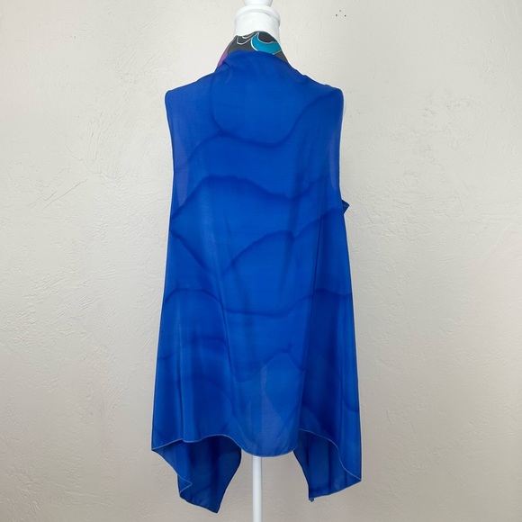 Vintage Maly Cohen Hand Painted Open Silk Blue Multicolor Vest - One Size - Picture 6 of 15